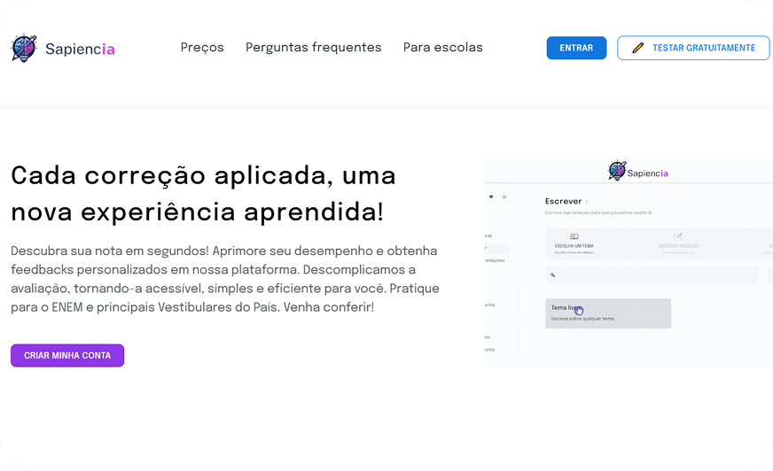 Página inicial do projeto Sapienc IA